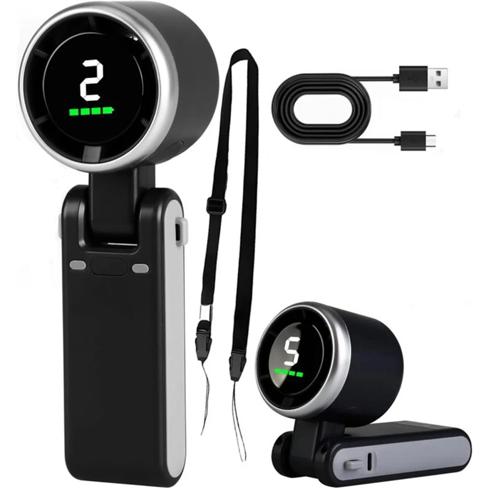 Outdoor Usb Power Supply - Handheld Fan 5 High-Speed Settings Digital