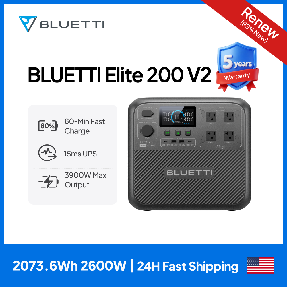 Portable Generator Inverter - 【Renew】BLUETTI Elite 200 V2 Portable Power