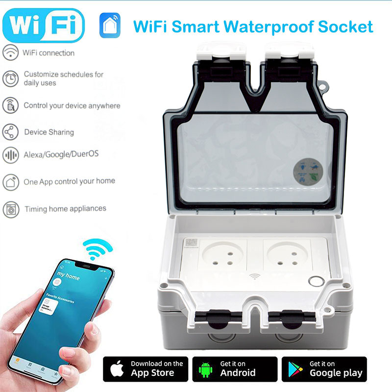16A Ổ Cắm Thông Minh IP66 Chốn - đánh giá và giá Outdoor Power Outlet Wifi